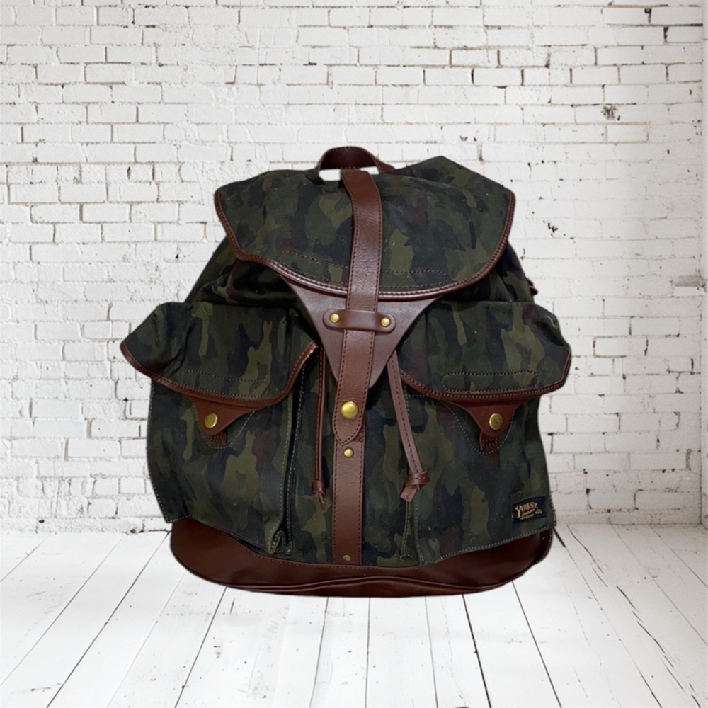 J. Press Leather trim Camouflage Backpack